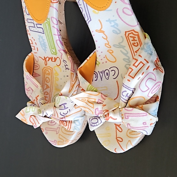 Coach Karen Graffiti Poppy Pop Cork Heels Slide Sandals, size 7.5 B - Picture 11 of 12